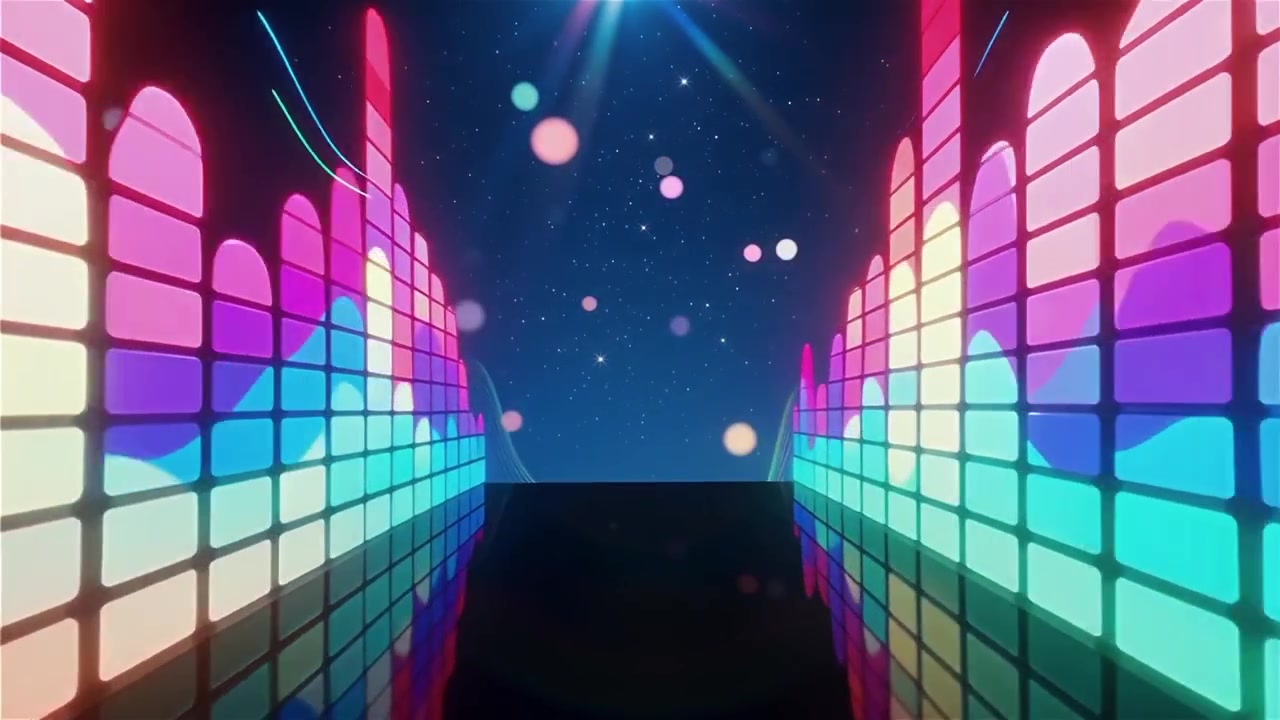 Futuristic Rainbow Neon Music Equalizer Visualizer Background