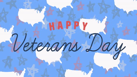 animation of veterans day text over multiple stars