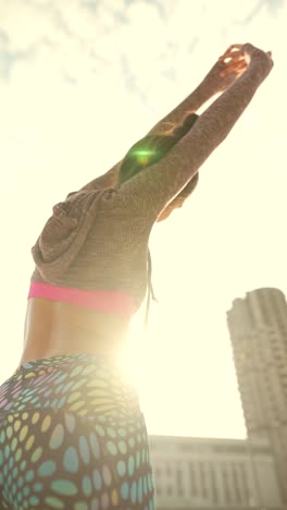 woman stretching outdoors