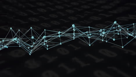 network of connections and binary coding, data processing animation