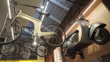 vintage bicycle and vespa collection at museum