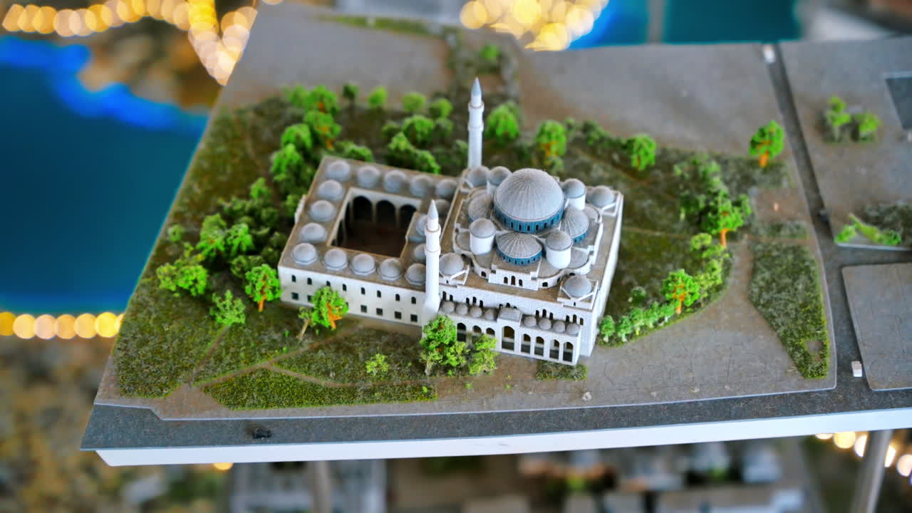 Vista ravvicinata di una mappa 3D di Istanbul, Turchia. Nuova Moschea