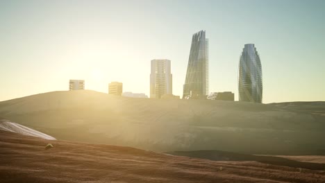 city skyscrapes in desert