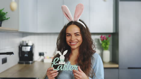 woman celebrating easter in the kitchen