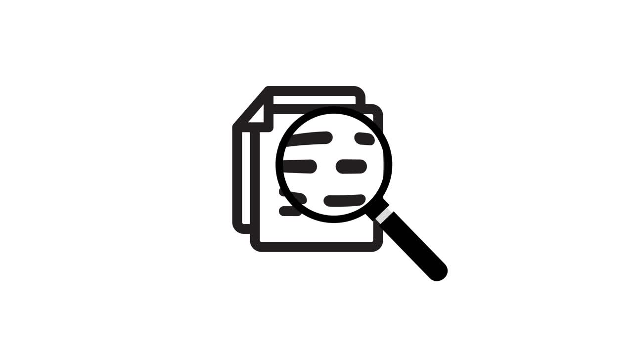 File minimalist icon with magnify glass animation isolated on white background