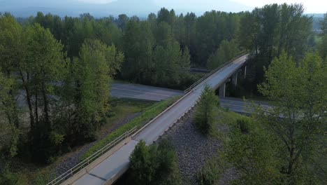 Road-Bridge-Across-Yellowhead-Highway-near-Bulkley-River-in-Houston,-Northwood-Picnic-Site,-Canada