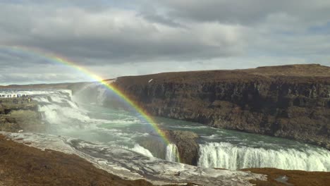 rainbow over gullfoss waterfall