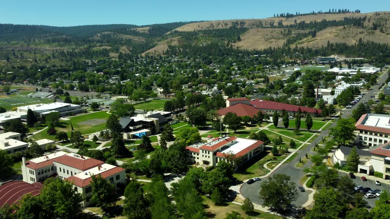 US, Oregon, La Grande, Eastern Oregon University, 2025-08-11 - Drone view of Eastern Oregon University (EOU) campus