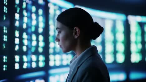 business woman in control room