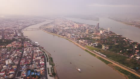 4k drone footage mekong delta phnom penh, cambodia