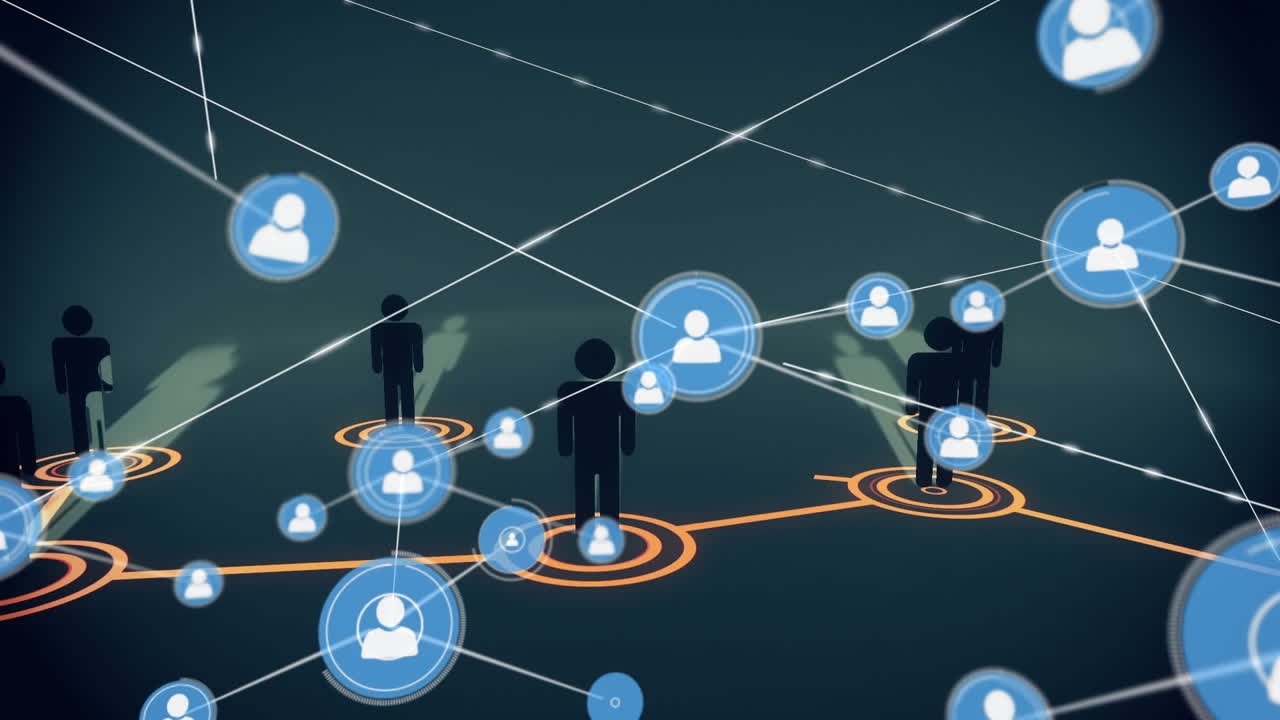 animación de redes de conexiones con los iconos de las personas