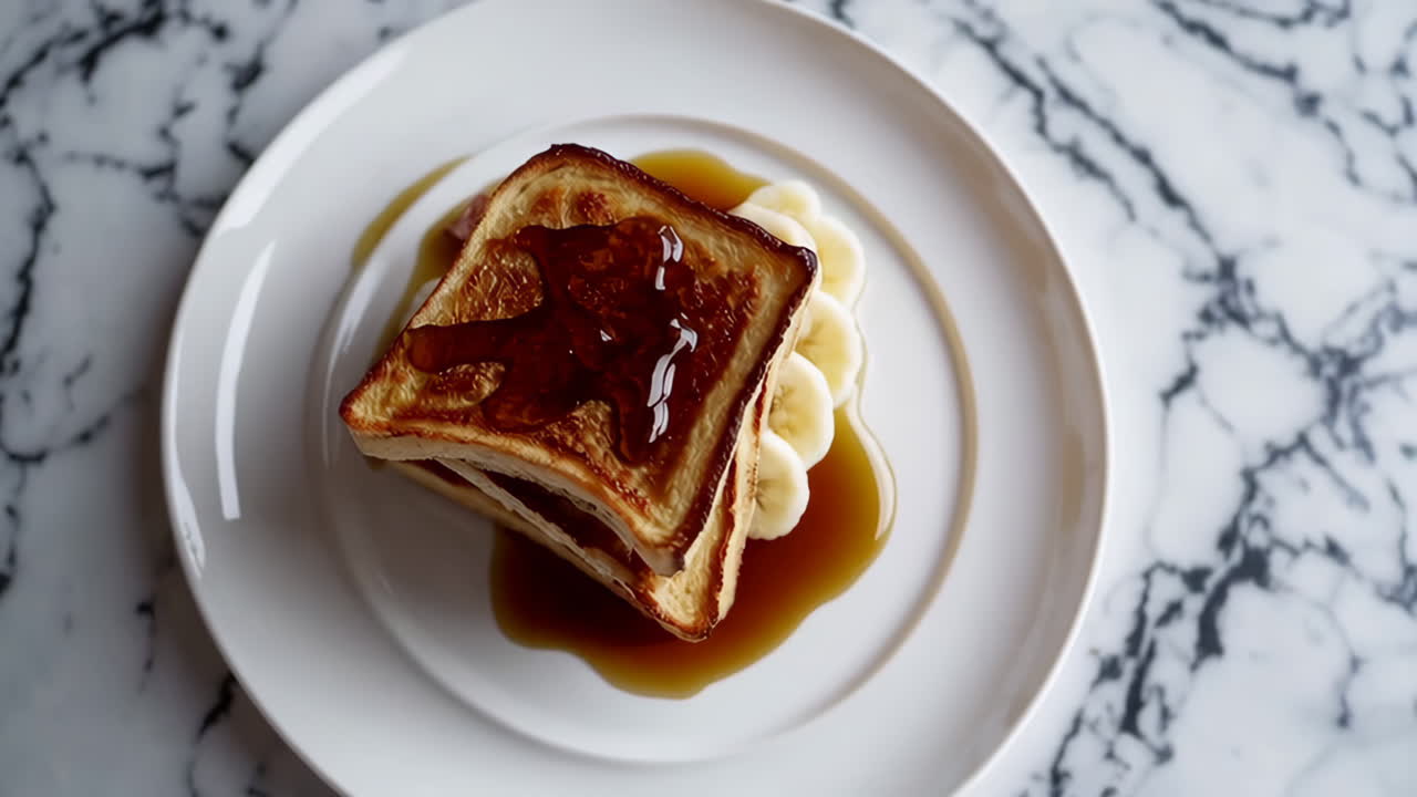 Delicious Stacked French Toast with Banana and Bacon