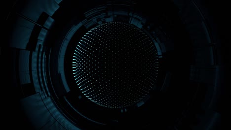 haga un fondo futurista en 3d con una gran esfera y puntos de neón
