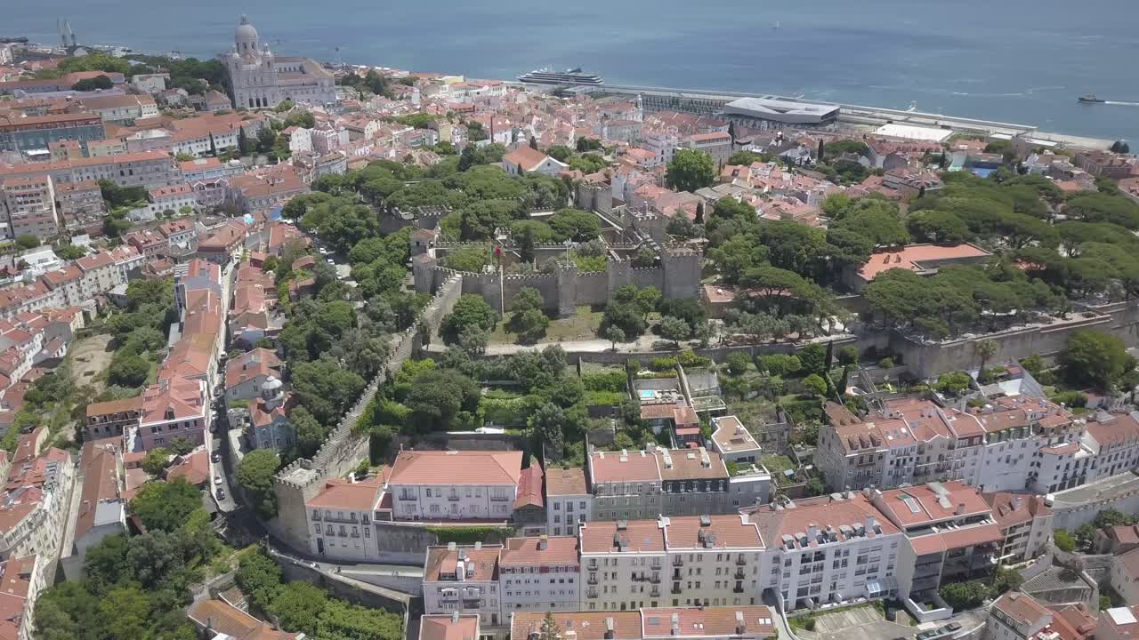 Aerial View of Lisbon Castle and City