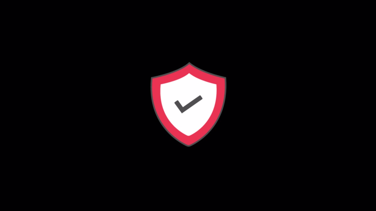 Animated Shield with Checkmark Icon on Black Background
