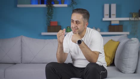 nervous man stressed and thoughtful.