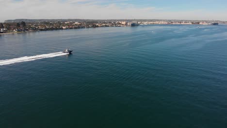 San-Diego-Boat-on-the-Water-in-front-of-Embarcadero-park