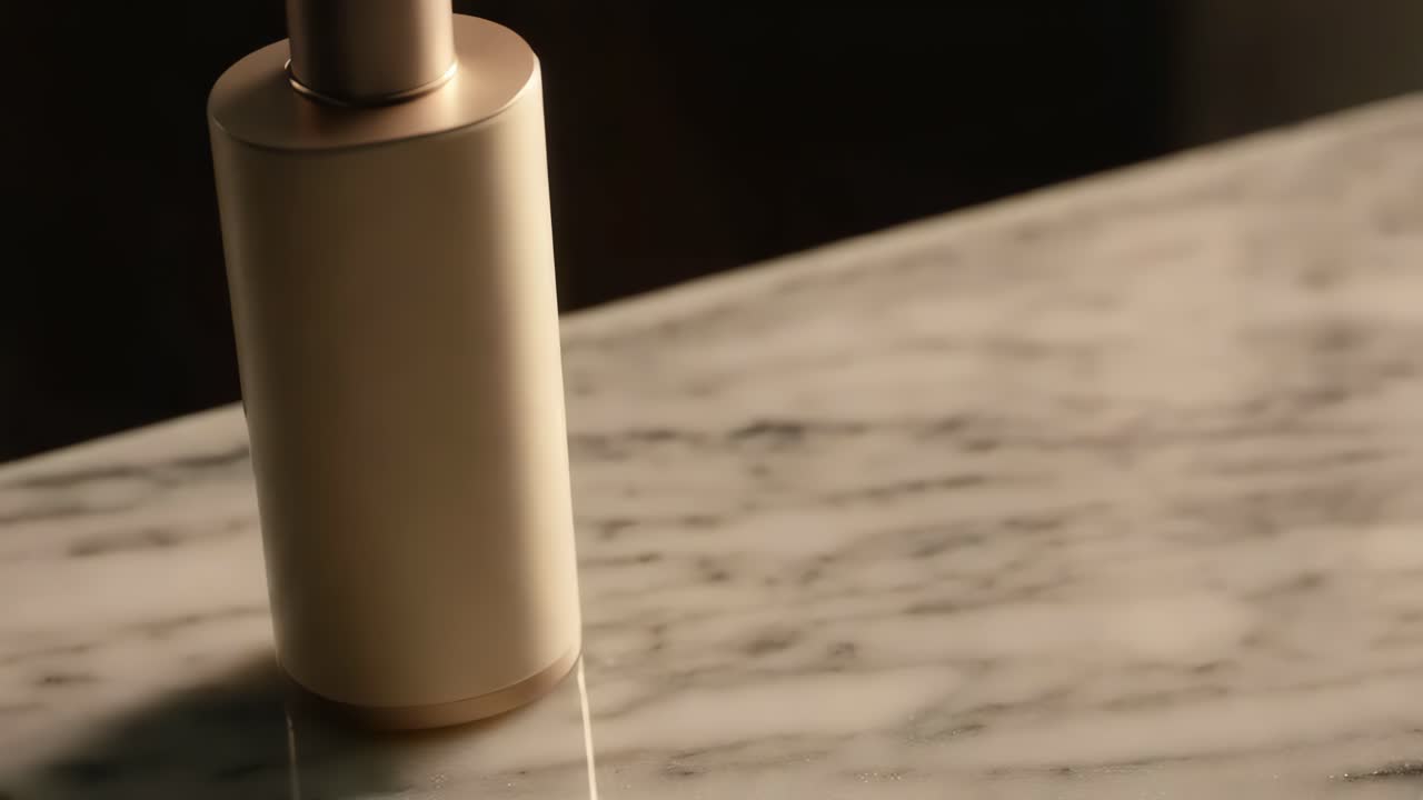 대리석 위 에 있는 금 향수 병