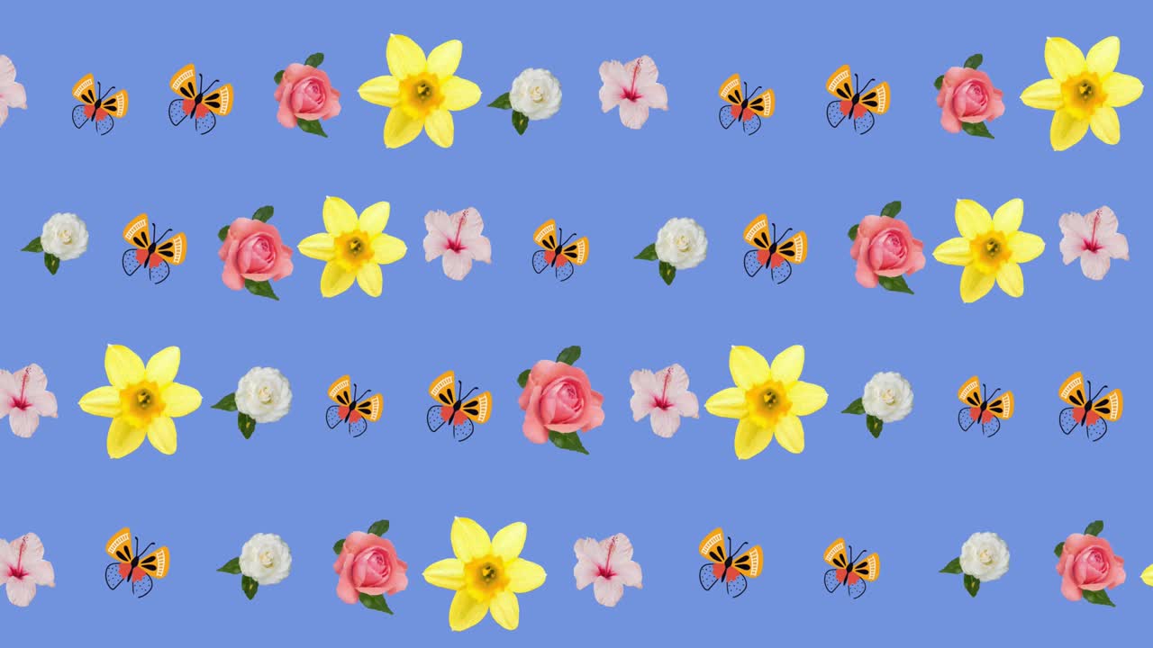 animación de texto de venta sobre manchas y flores que se mueven en movimiento hipnótico