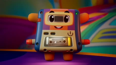 cute animated cassette tape character