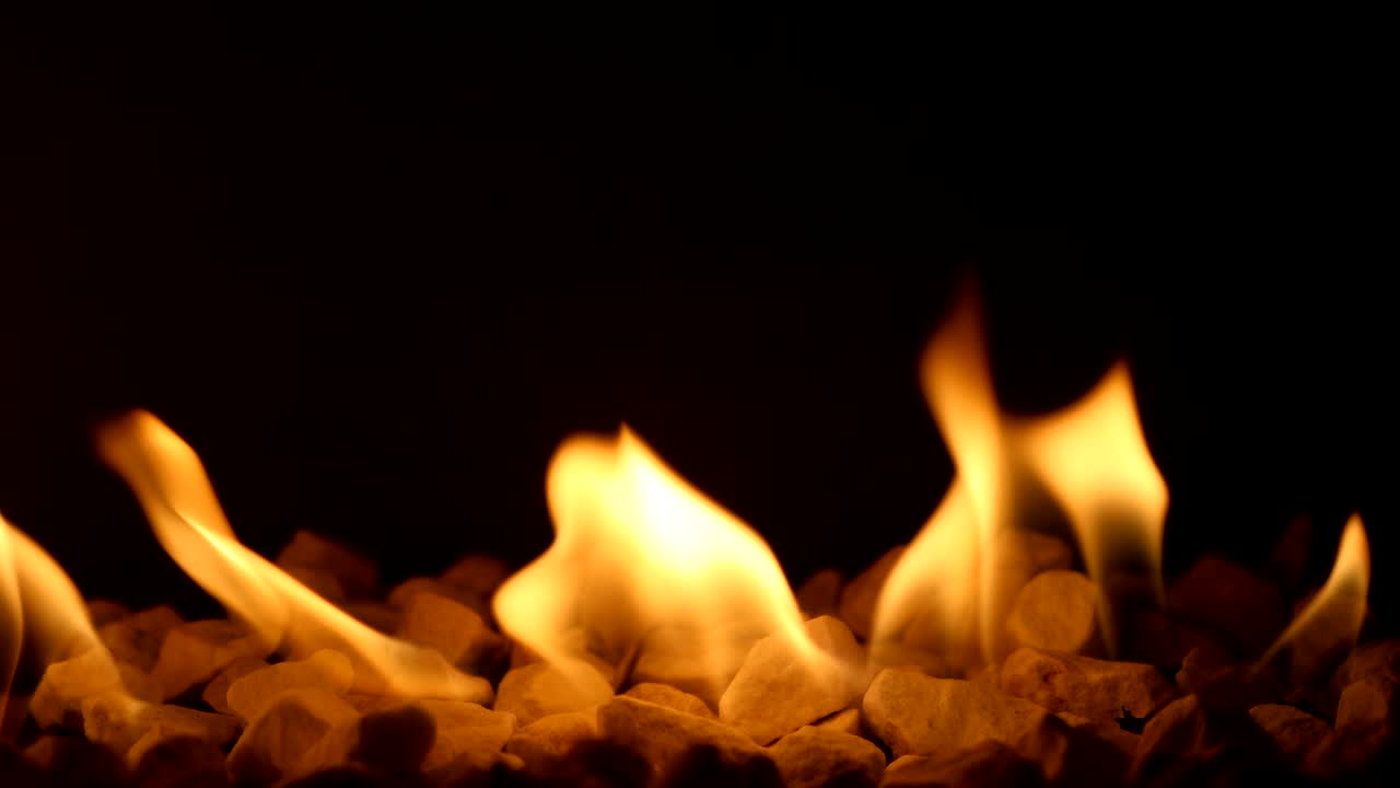 Gas fireplace with burning fire
