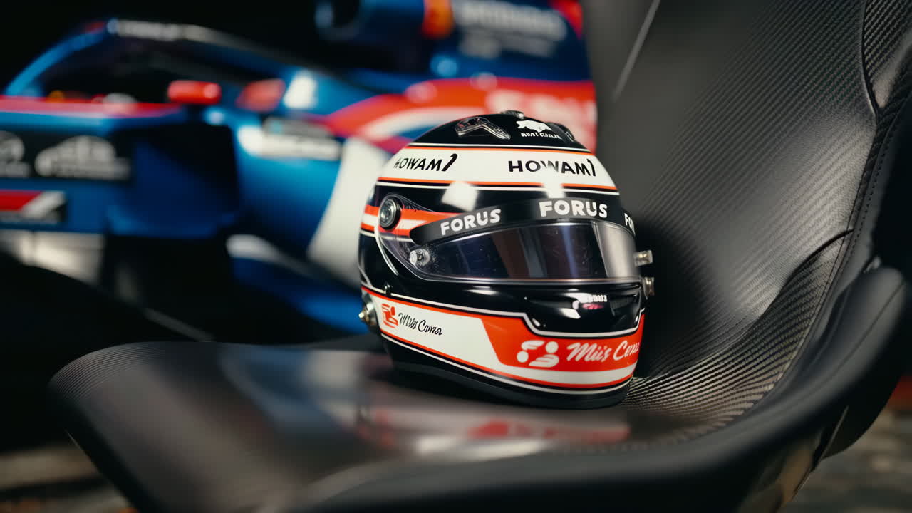 Racing helmet on seat