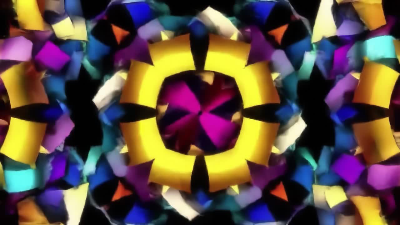 Vibrant Kaleidoscopic Patterns in Motion: A Stunning Display of Colorful Symmetry and Abstract Shapes