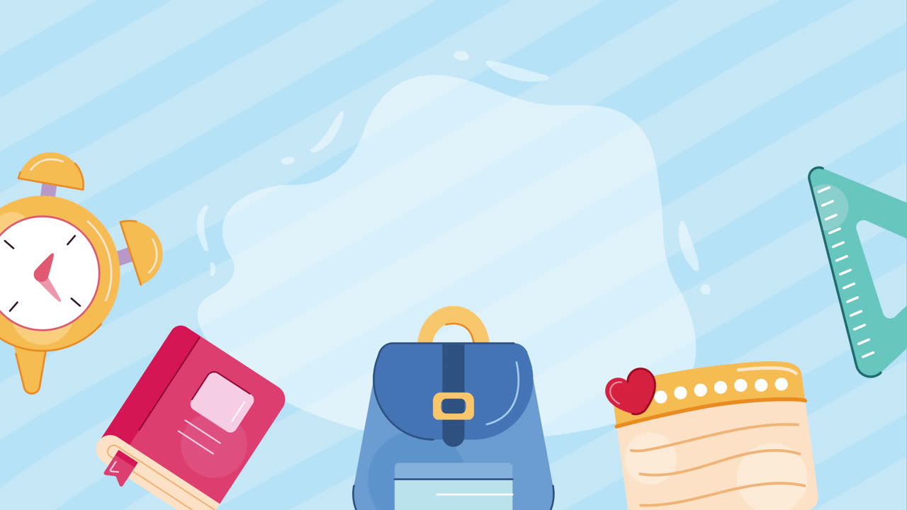 학교 용품 애니메이션 세트