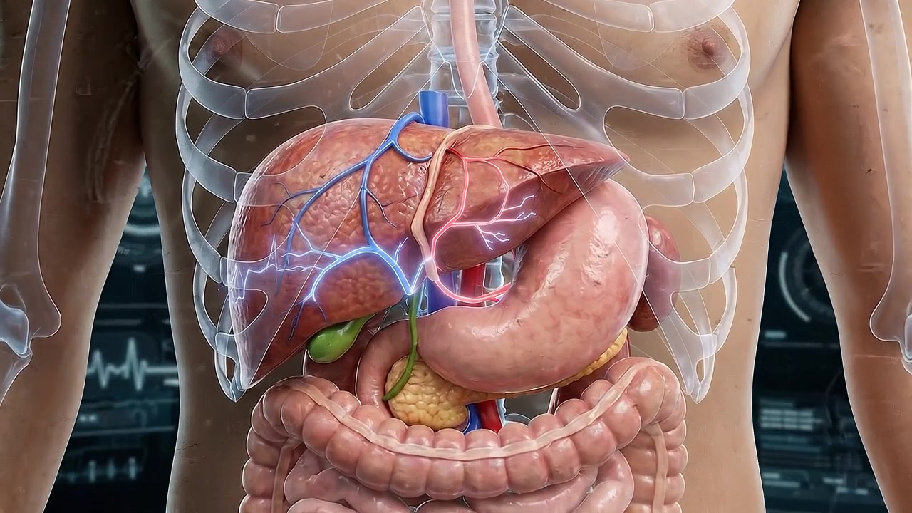 3D Medical Animation of Human Liver and Digestive System