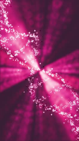 pink glowing color dna floating from gene against dark background, 3d loop