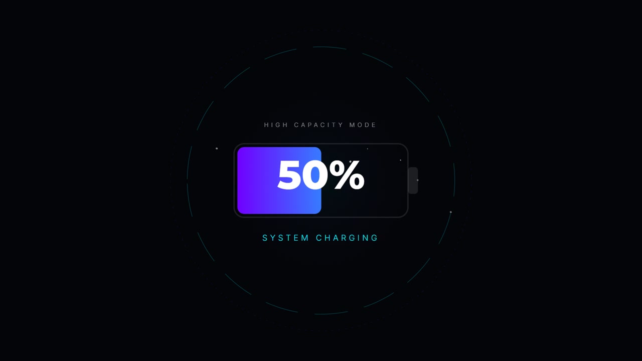 Digital Battery Charging Animation with Percentage Counter