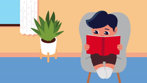 niño estudiante leyendo un libro