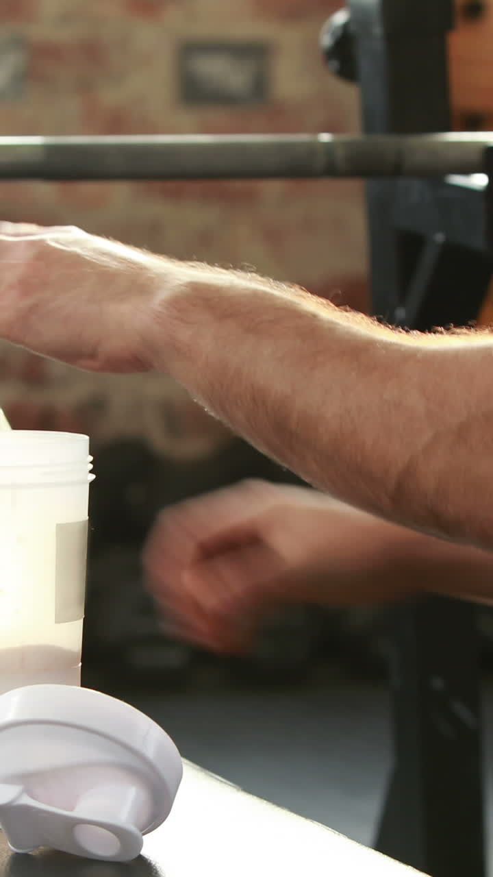 entrenador de fitness que hace un suplemento de salud