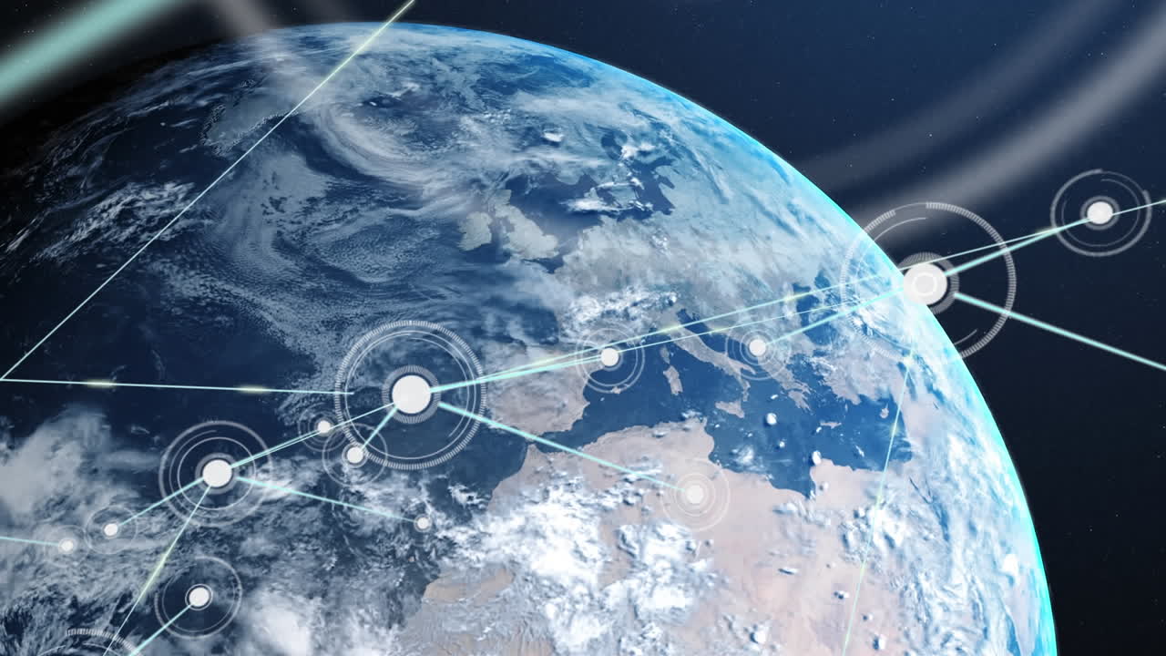 animación de redes de conexiones en todo el planeta tierra