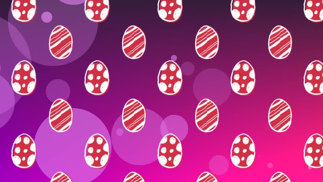 Animation of easter eggs on purple background