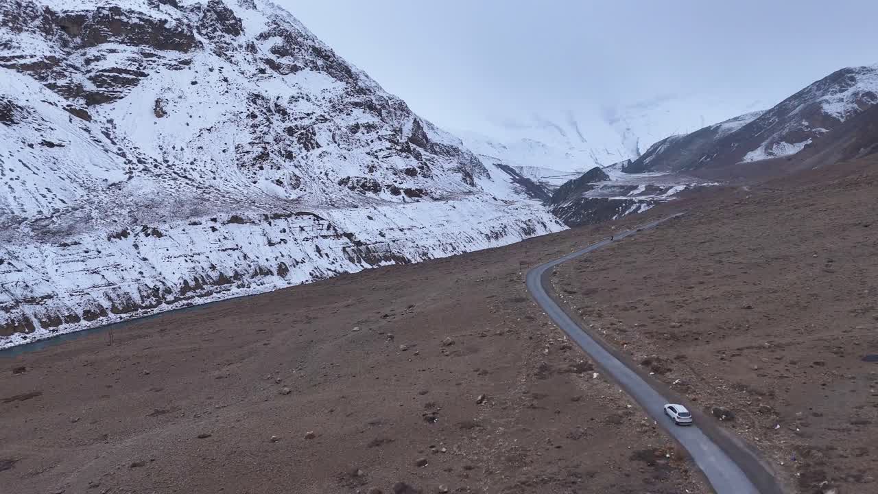 Snowy Mountain Road in the Himalayas