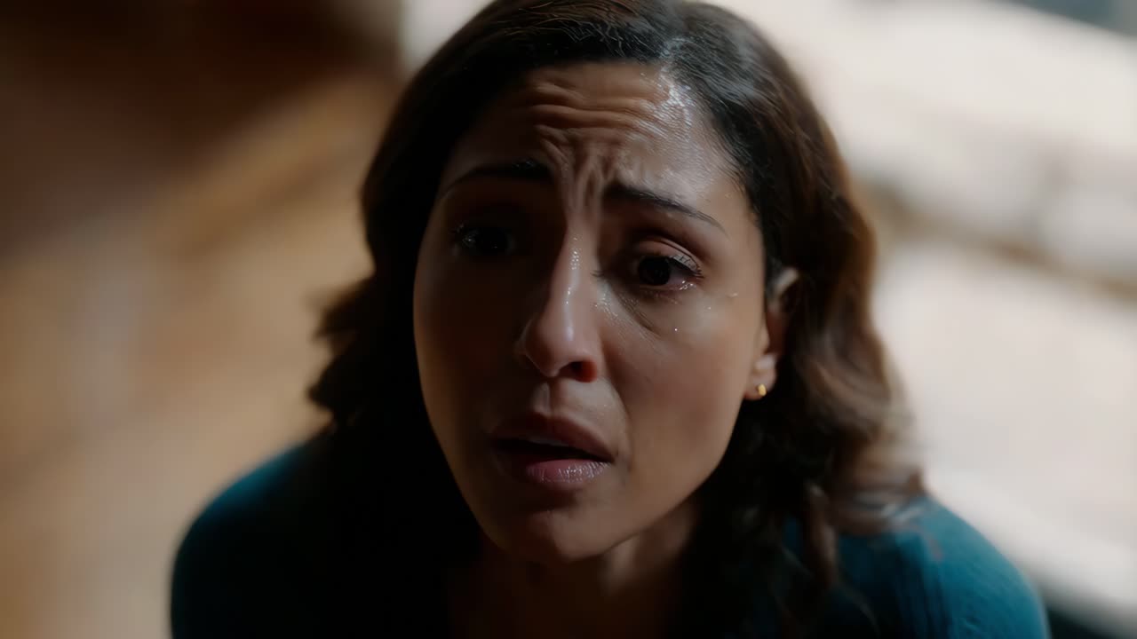 Woman looking concerned and upset