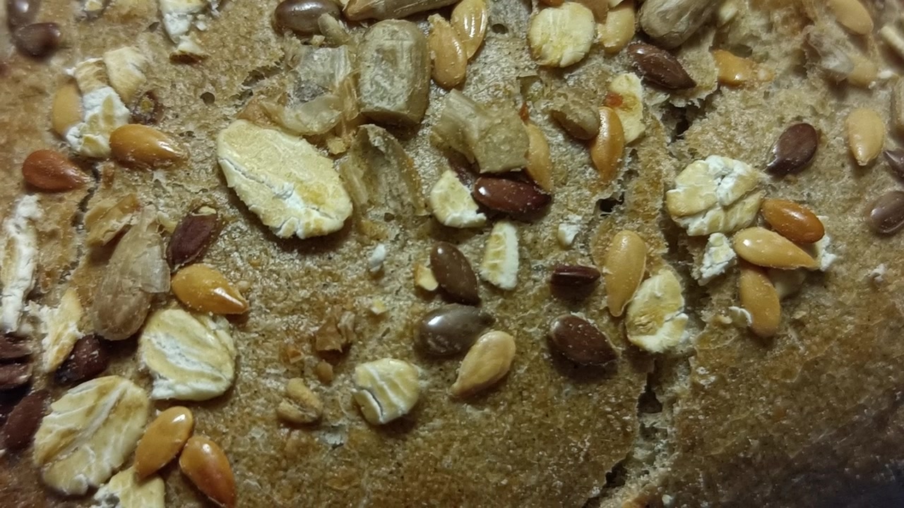 Seeds in bread Close Up