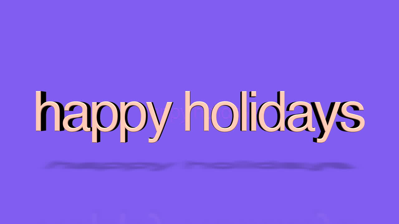 texto moderno 3d felices vacaciones en rosa sobre fondo púrpura