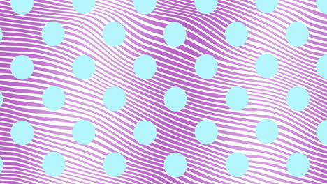 Blue circles animation over wavy purple and white lines background