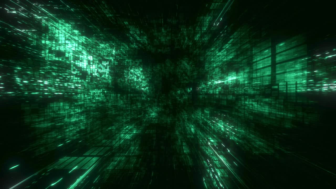 Abstract Festive Green Digital Block Space VJ Loop and Background