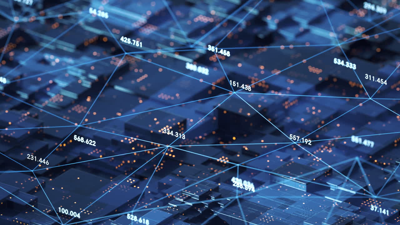 Big data and data nodes, 3d rendering.