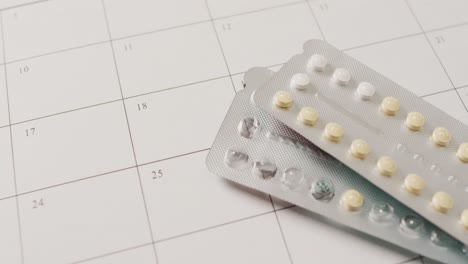 video of close up of yellow tablets over white calendar