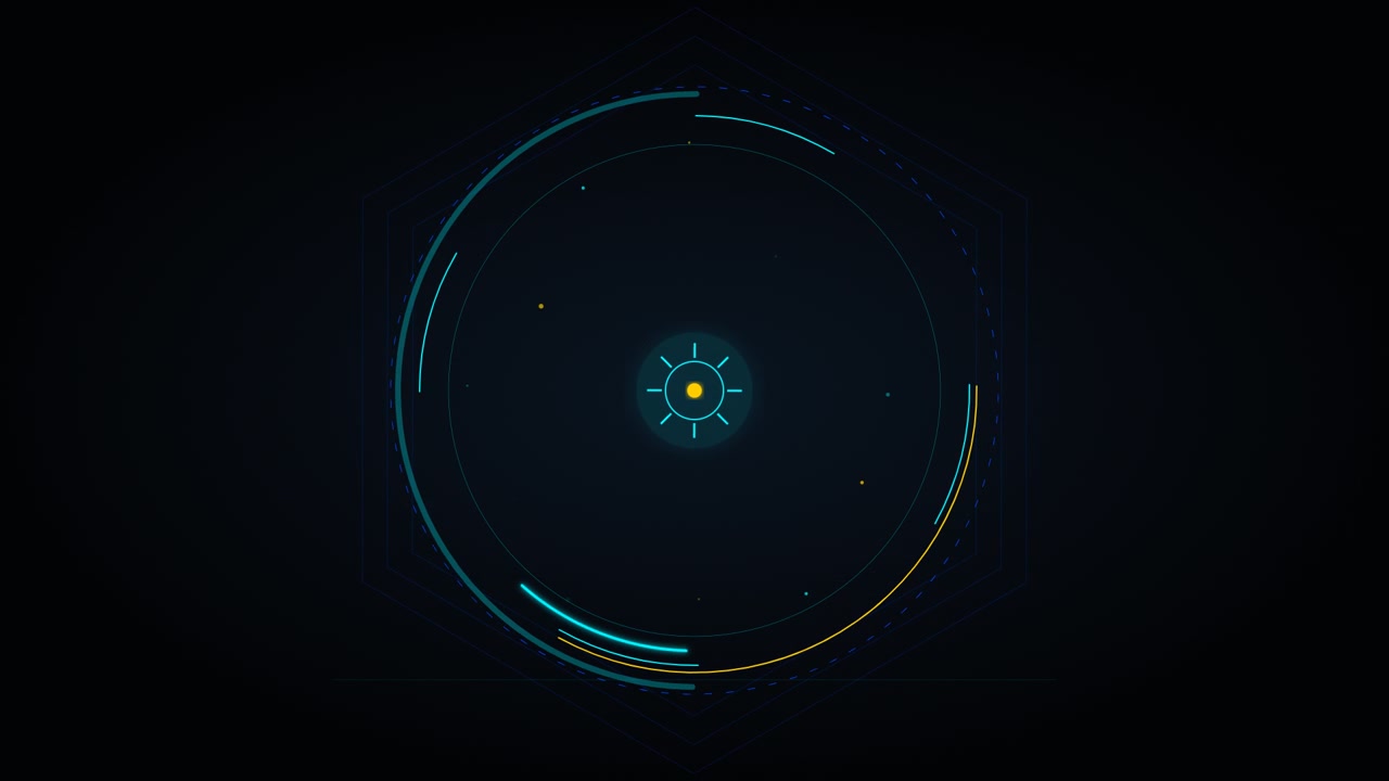 Futuristic Digital HUD Interface with Rotating Circular Elements