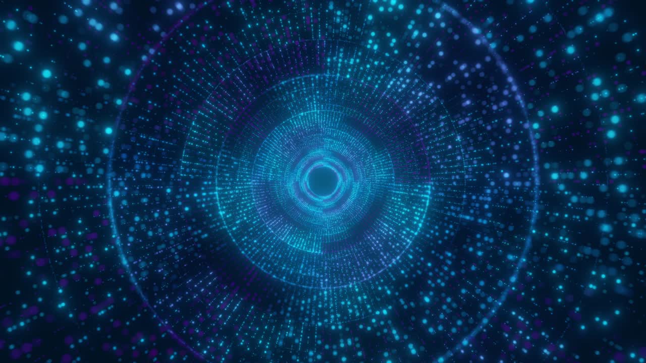 Infinite digital light blue with circle tunnel seamless loop