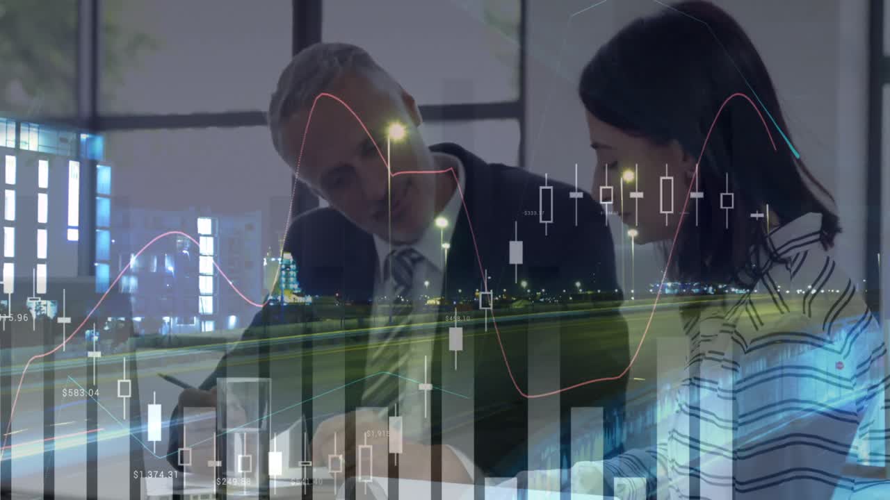 animación del procesamiento de datos financieros sobre las empresas personas