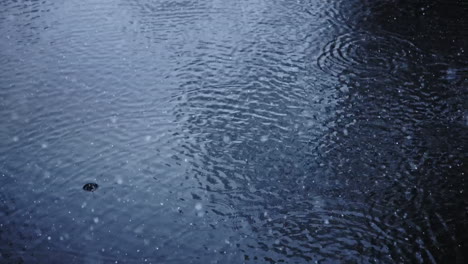 Huge-snowflakes-falling-into-river-in-slow-motion