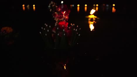 loy krathong festival: beautiful krathong rotates around