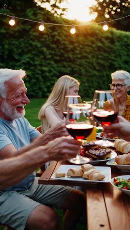joyful outdoor dinner gathering with family and friends