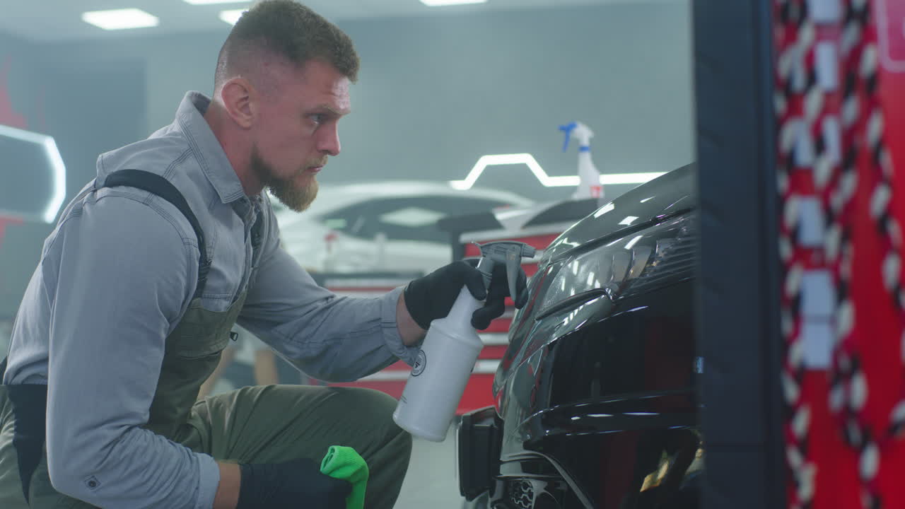 차고에서 자동차 세부 사항